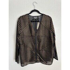 Chico's Travelers Collection Jacket Womens Size 3 XL Striped Copper Shimmer Zip
